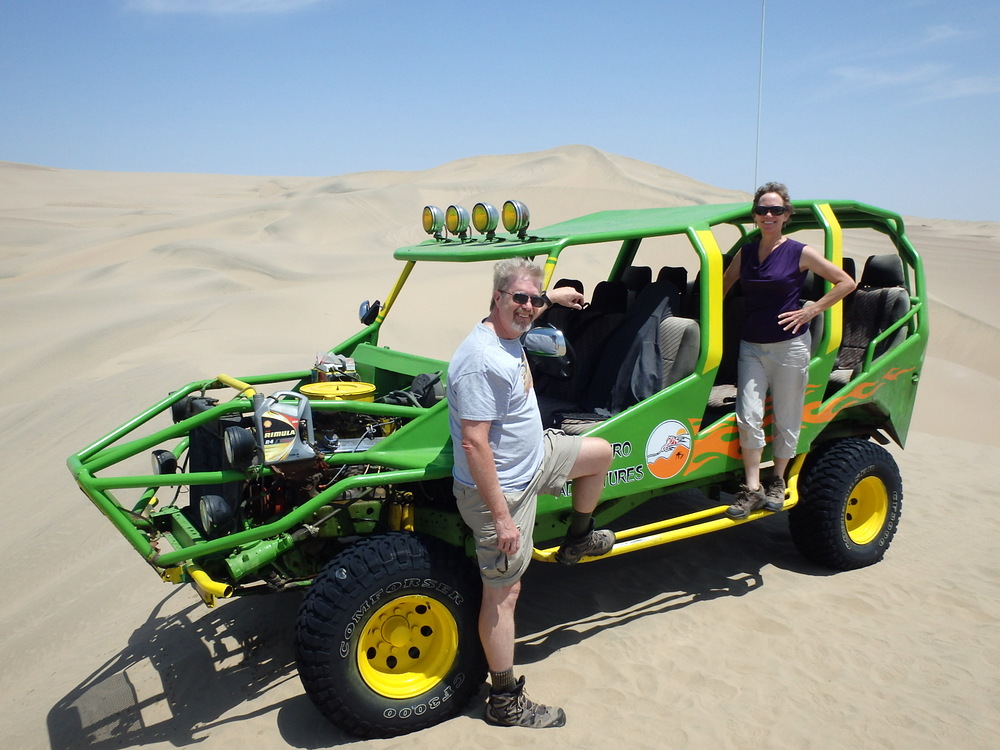 Dennis and Terry Struck, Dune Buggy Riders in Huaca China, Peru.